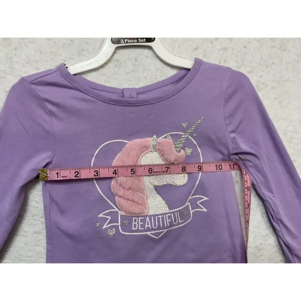 The Children's Place Shirt Girls 4 Purple Beautiful Unicorn Graphic Long Sleeve‎